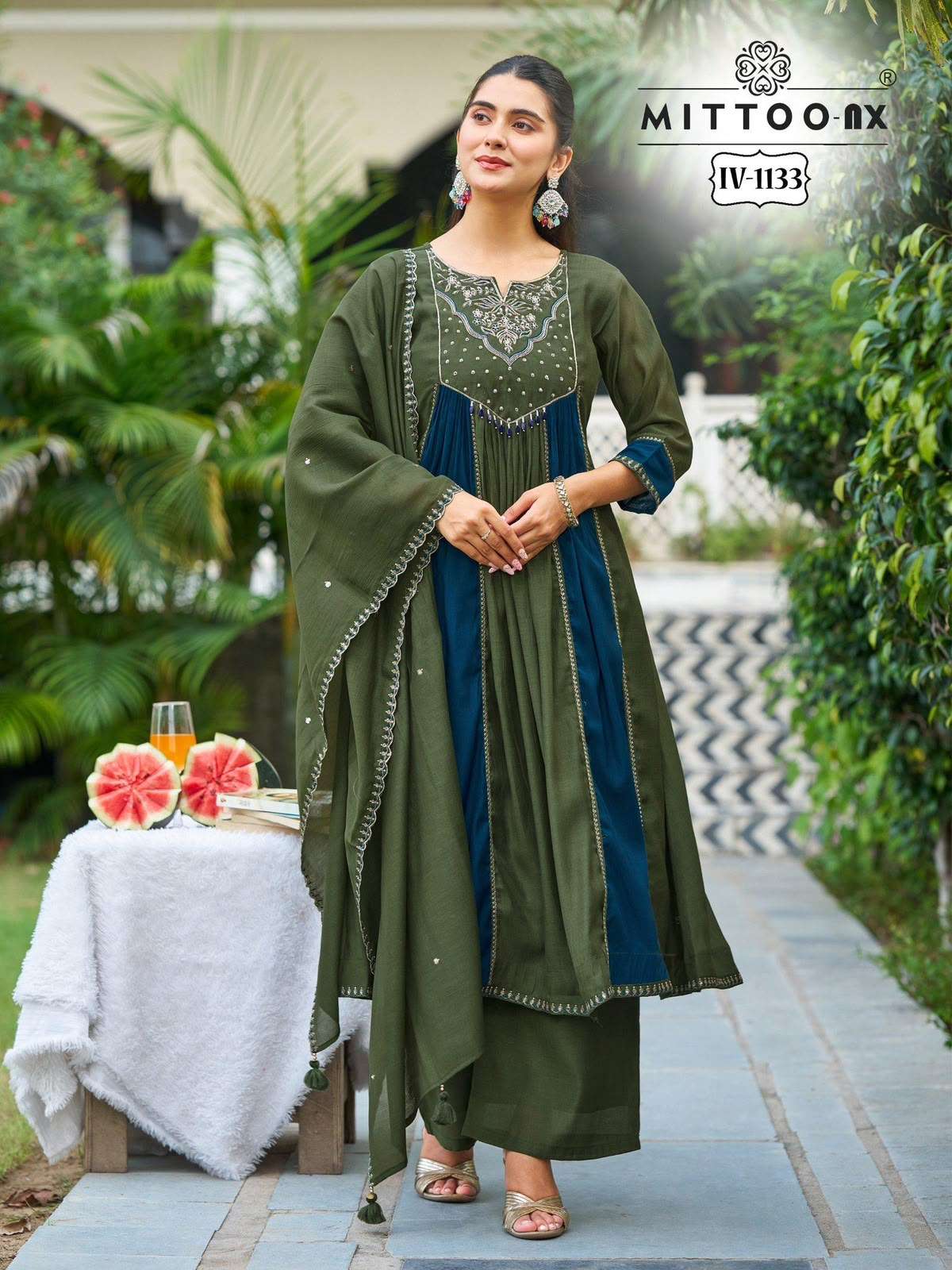 MITTOO NX IV 1133 & 1334 CORAL THREAD WORK FALRE KURTI SUIT THE DAILY LUXURY WEAVE GUJARAT